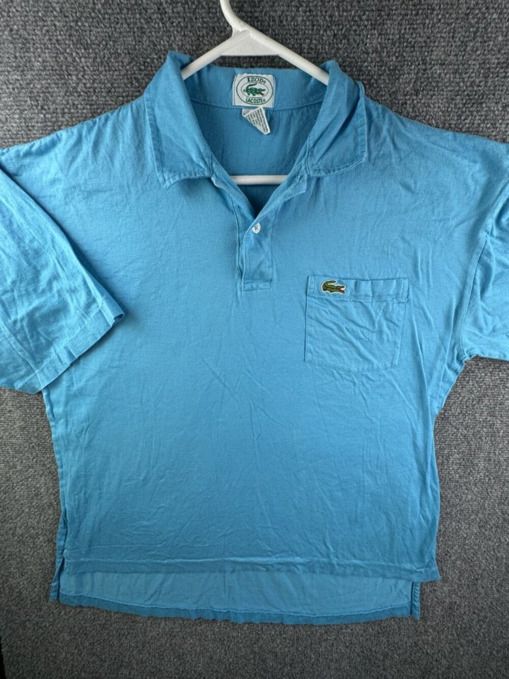 VTG Izod Lacoste Polo Shirt Men Large Cotton Blue Croc Logo Short Sleeve Pocket